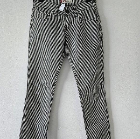 🖤LEVI'S Black and White Striped  Jeans 473 skinny fit size 27 🖤 - Picture 4 of 5